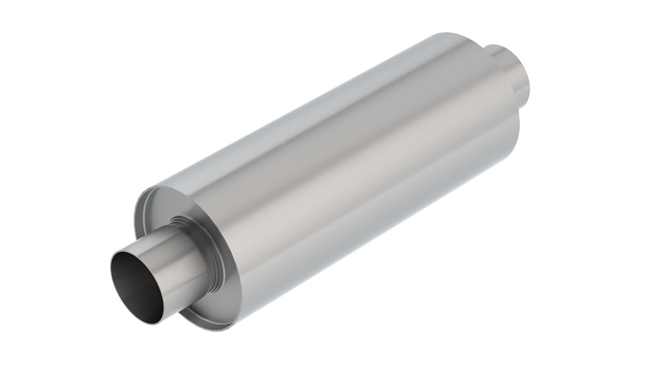 Borla 1 Multi-Core Racing Muffler For Rotary Engine Equipped Vehicles - 4" Center Inlet/ 4" Center Outlet 6.25" Round x 16" Long Body 21" Overall Length. Universal | 400374