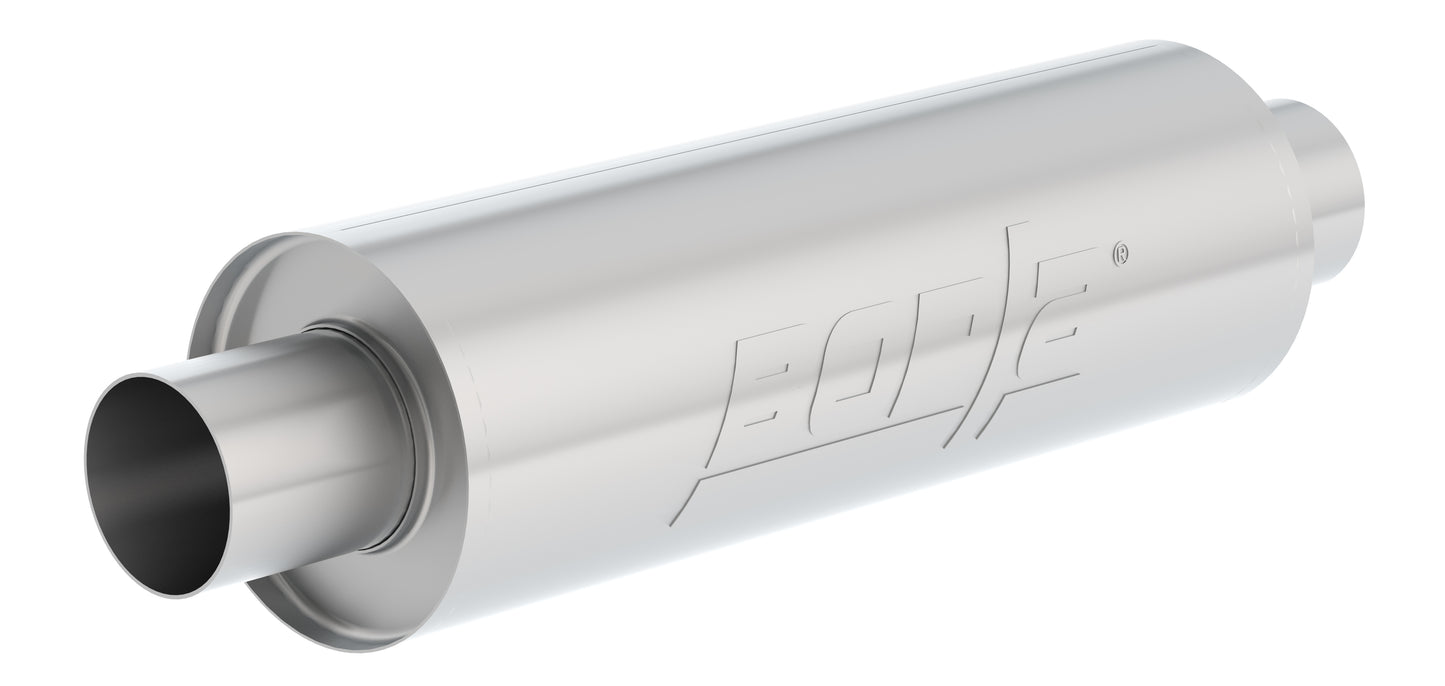 Borla 1 Sportsman Racing Muffler 2.5" Center Inlet/ 2.5" Center Outlet 5" Round x 15" Long Case, 20" Overall Length. Universal | 401392