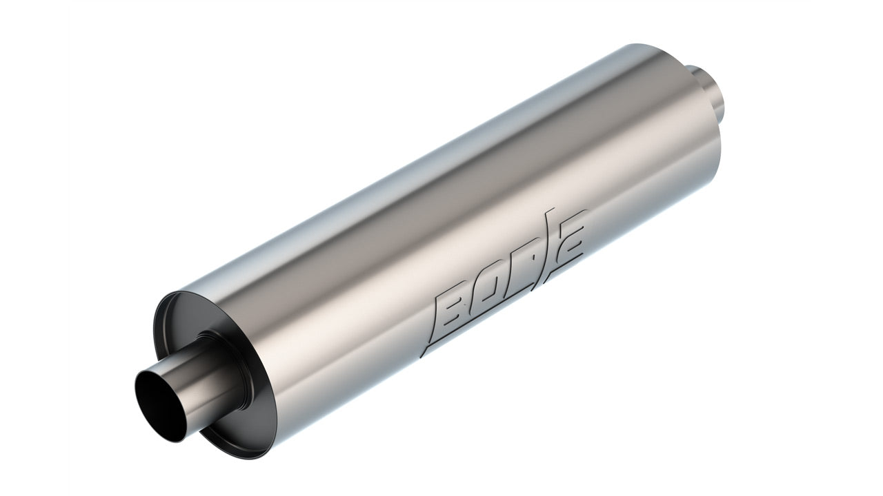 Borla 2.75" Center Inlet/ 2.75" Center Outlet 6.75" Round 24" Long Body 29" Overall Length. Universal Part. Reversible Design | 401664