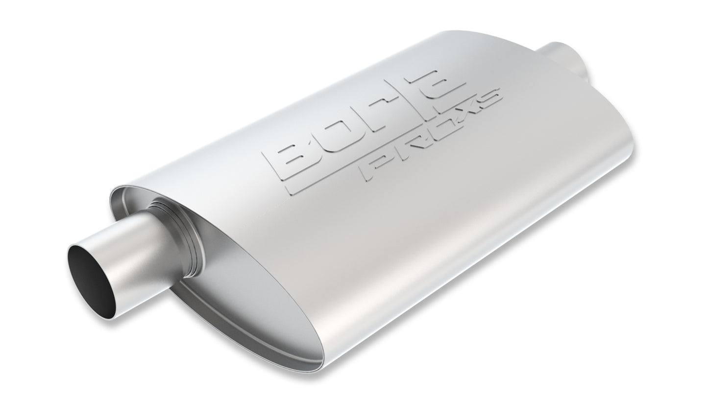 Borla 2.25" Offset Inlet/ 2.25" Center Outlet, 4" x 9.5" Oval, 14" Long Body, 19" Overall Length. Universal | 40357
