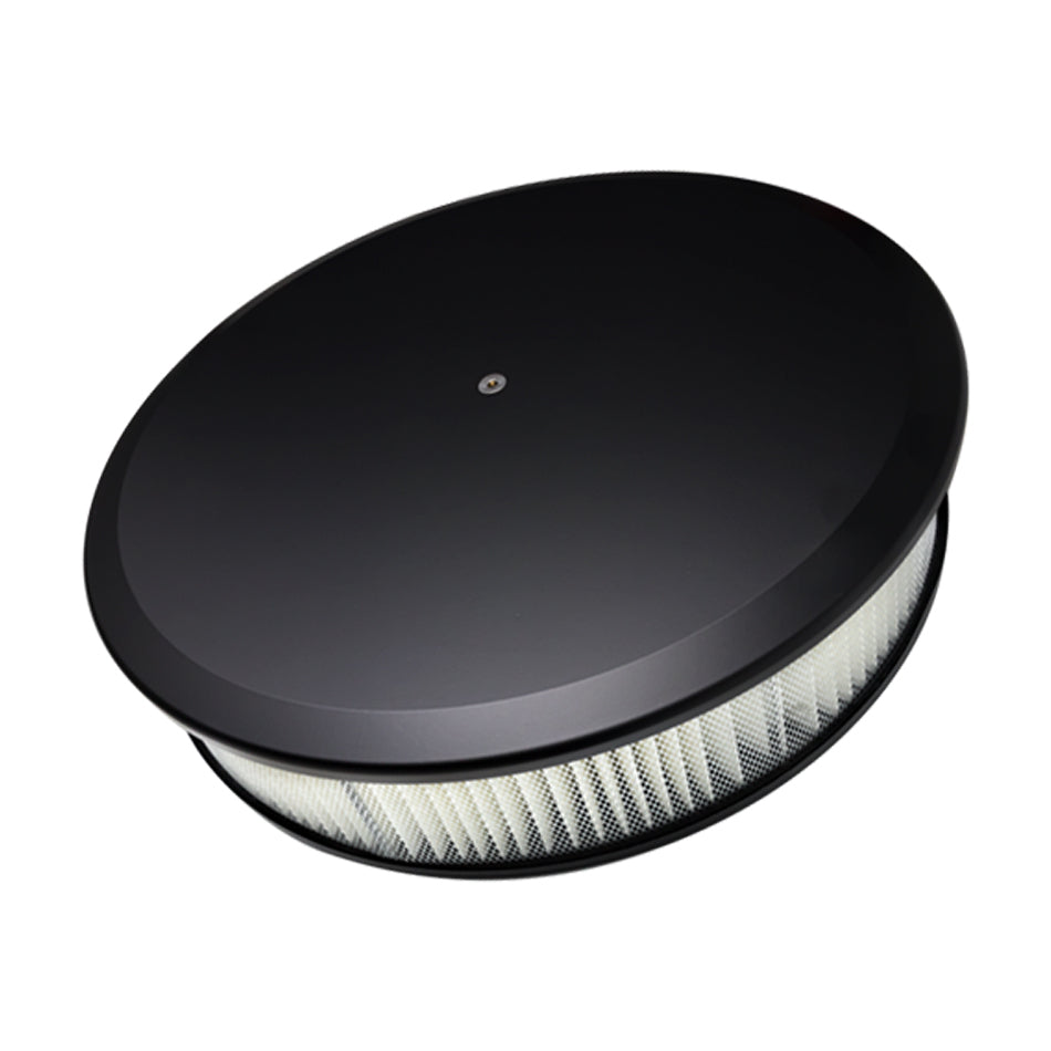 Billet Specialties Black Powder Coat Air Cleaner 14in Round Plain Black | BLK15829