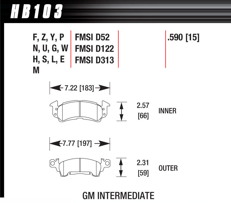 Hawk Brake Performance Street Brake Pads (4) | HAWHB103F590