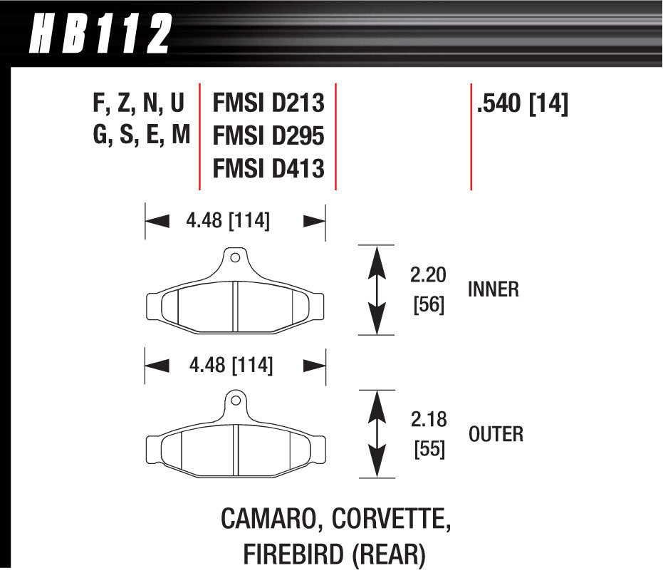 Hawk Brake Performance Street Brake Pads (4) | HAWHB112F540