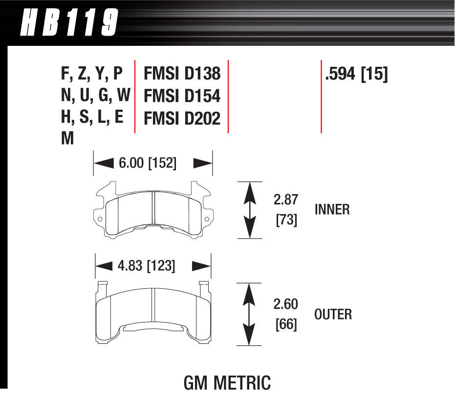 Hawk Brake Metric GM DTC-60 | HAWHB119G594