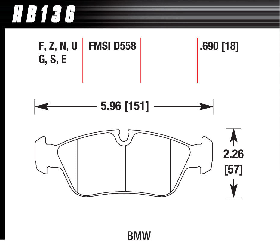 Hawk Brake Brake Pads DTC-60 BMW Front | HAWHB136G690