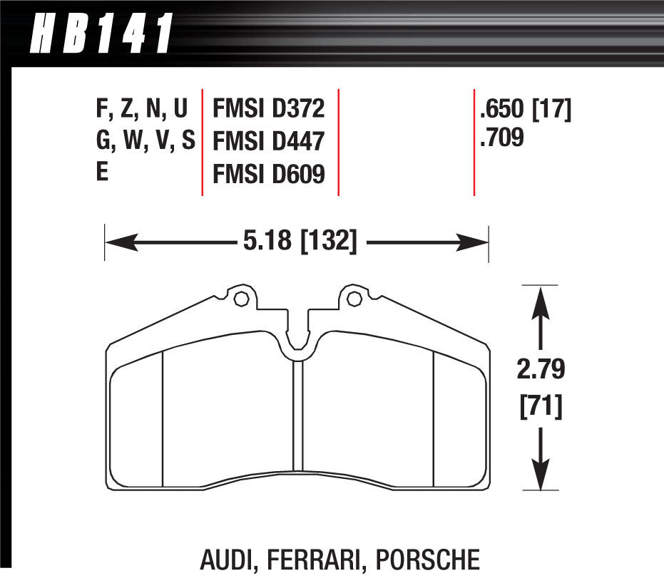 Hawk Brake Brake PAds DTC-70 Audi Ferrari Porsche | HAWHB141U650