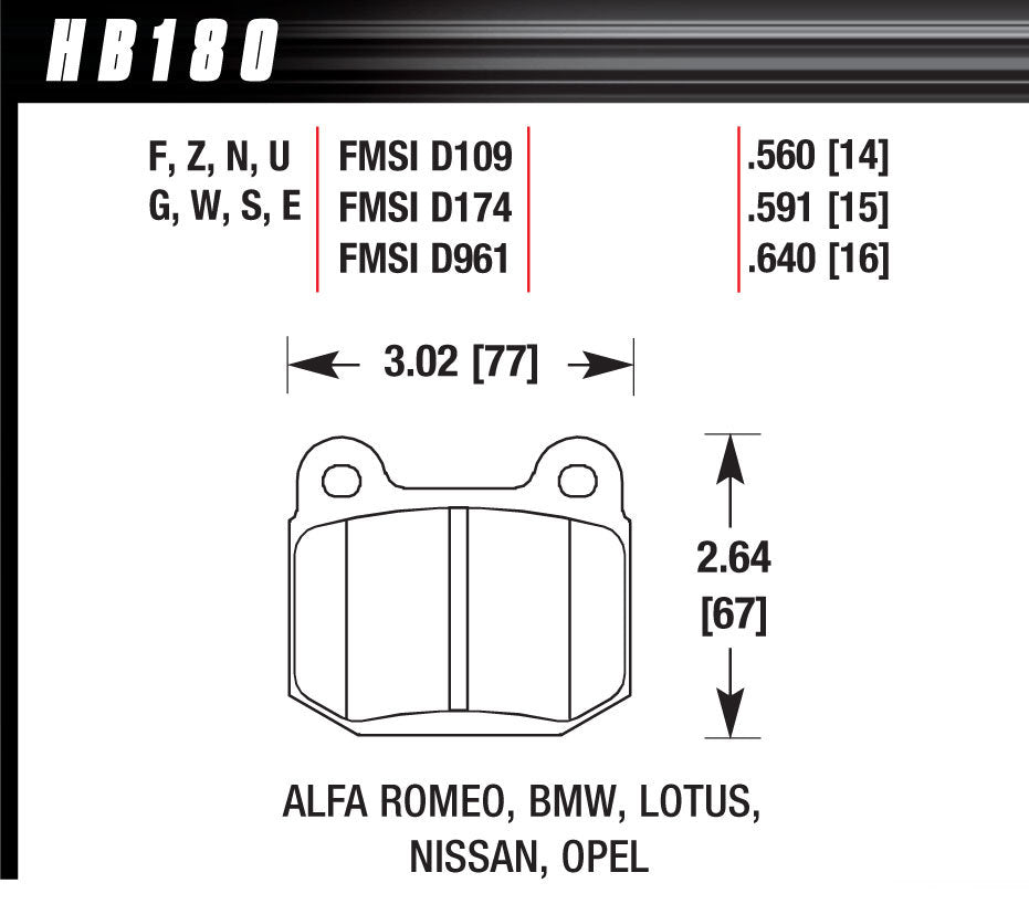 Hawk Brake Performance Street Brake Pads (4) | HAWHB180N560