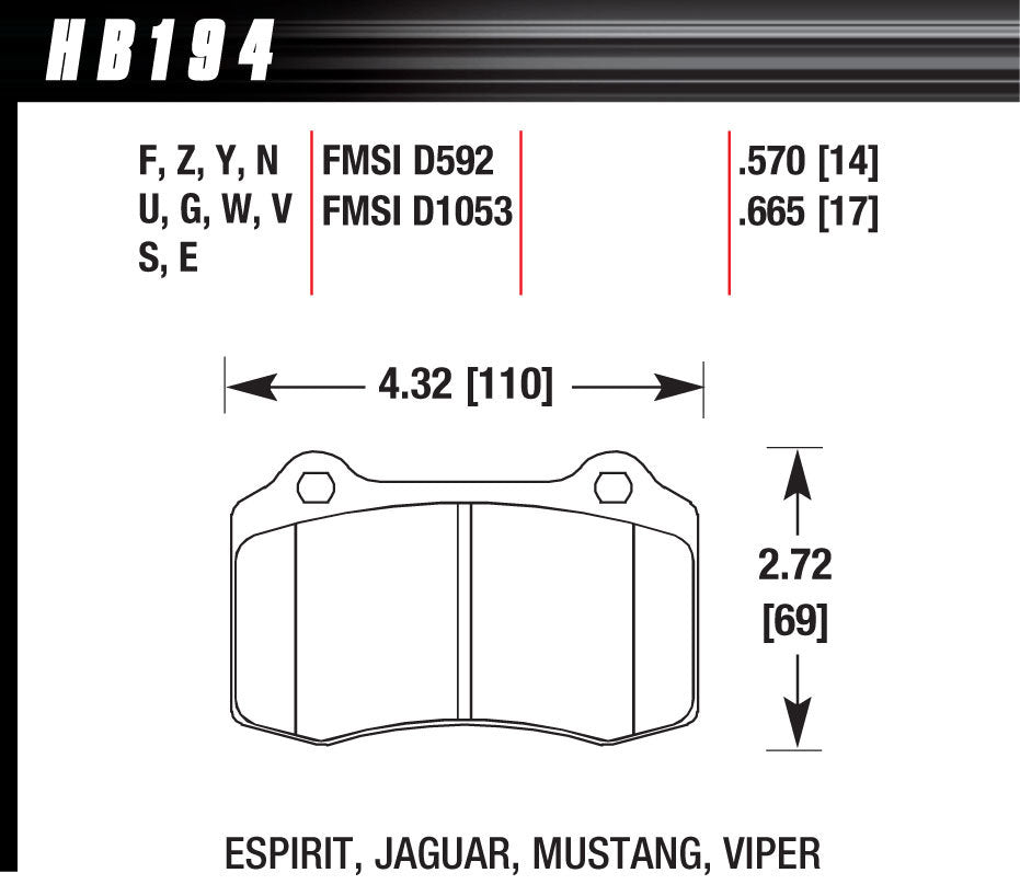 Hawk Brake Performance Street Brake Pad (4) | HAWHB194Z570