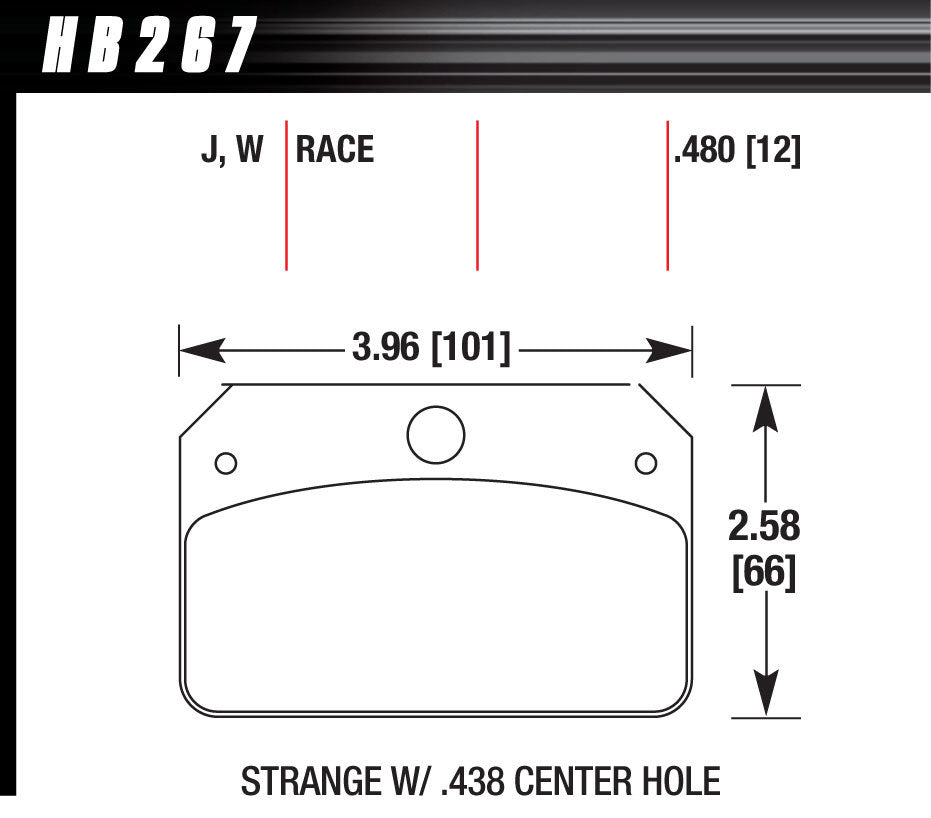 Hawk Brake Brake Pads Rear Strange w/.437 Center Hole DR-97 | HAWHB267J480