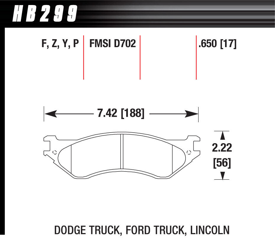 Hawk Brake Performance Street Brake Pads (4) | HAWHB299P650