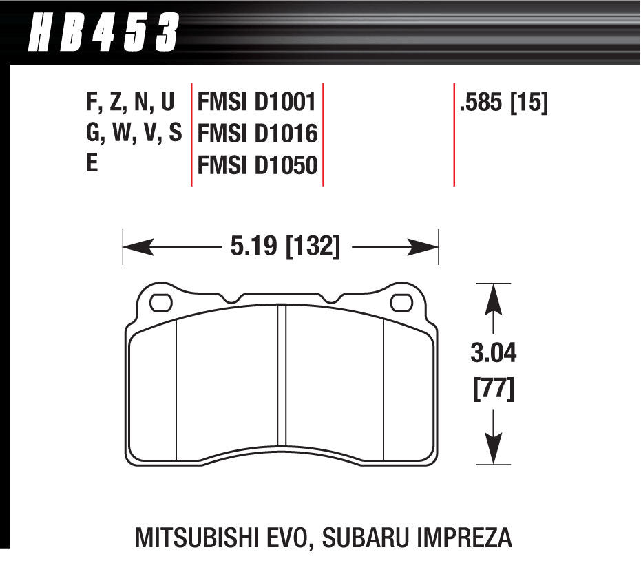 Hawk Brake Performance Street Brake Pads(4) | HAWHB453Z585