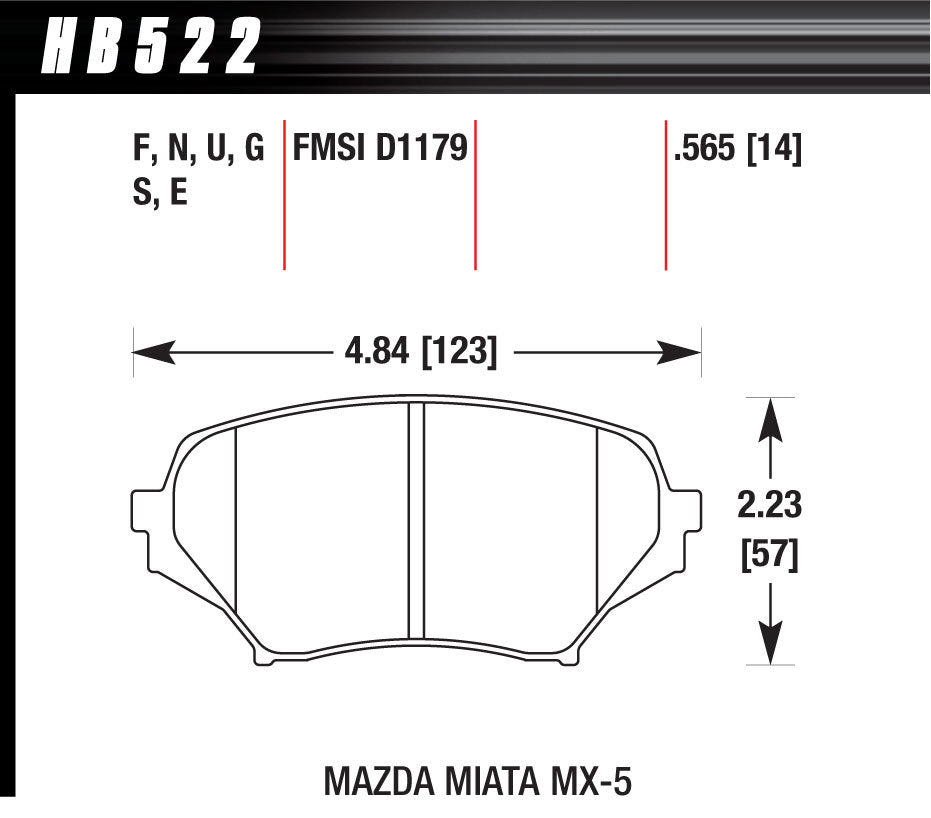 Hawk Brake Brake Pads Front Mazda Miata HP Plus | HAWHB522N565