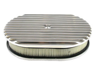 Racing Power Polished Pol Alum 12X2 All Finned Air Cleaner Kit Paper | R6313