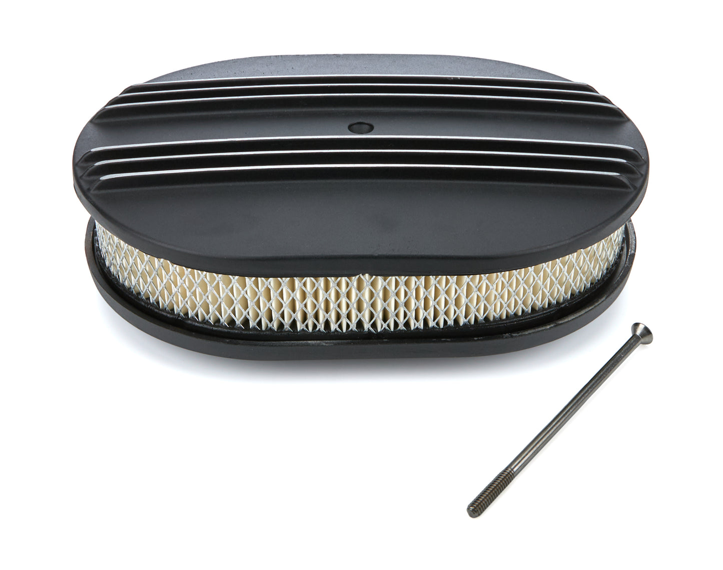 Racing Power Black Powder Coat Air Filter 12X2 Oval Aluminum Finned Black | R6313BK
