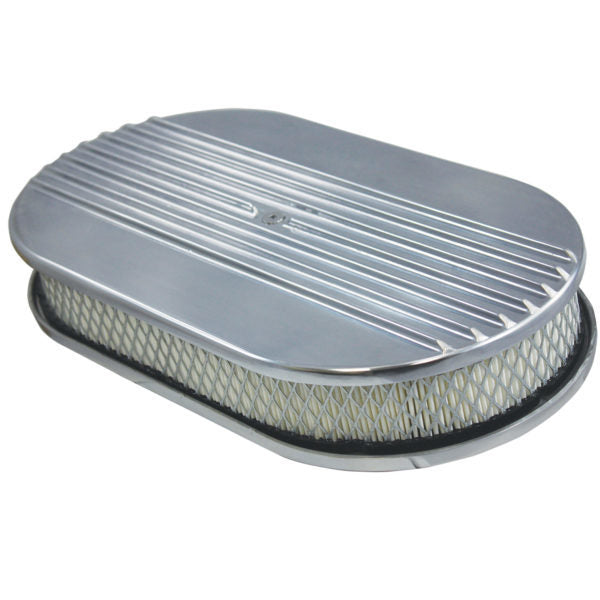 Specialty Products Polished Air Cleaner Kit 15in X 2in Oval Half Finned Top | 6491