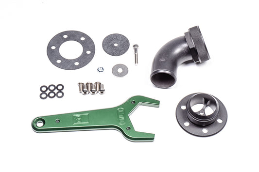RADIUM Engineering  Universal  Fcst 6-Bolt Remote Mount Fill Neck, 24An Elbow, 1.5In Barb | 20-0547