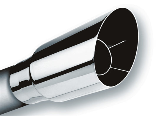 Borla 304 Stainless Steel 3" Inlet - 3.5" Single Round Angle-Cut Intercooled Outlet - 9" Long Tip. Set Screw Mounting Method | 20122