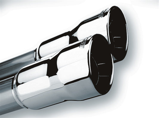 Borla 304 Stainless Steel 2" Inlet - 3" Dual Round Rolled-Edge Angle-Cut Outlet - 12.63" Long Tip T-304 Stainless Steel Embossed With Borla(r) Logo. Weld | 20143