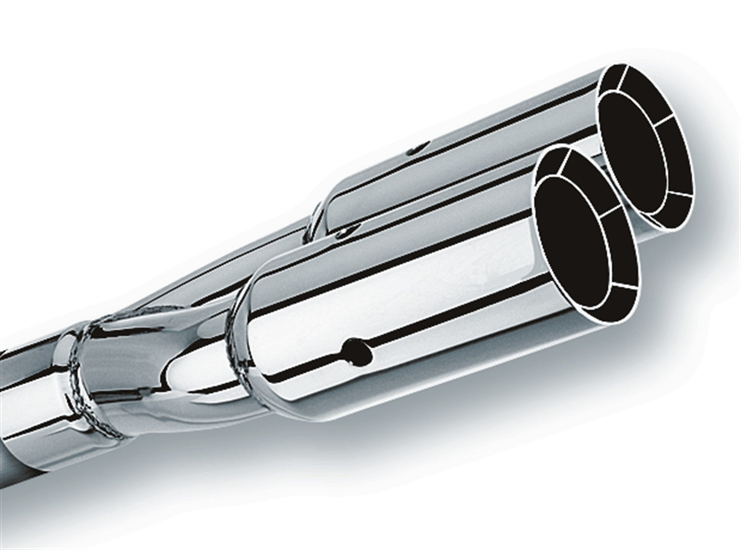 Borla 304 Stainless Steel 2.5" Inlet - 3" Dual Round Square-Cut Intercooled Outlet - 14" Long Tip. Weld | 20203