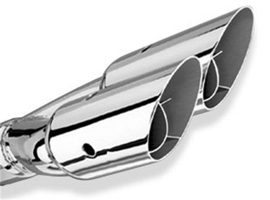 Borla 304 Stainless Steel 2.5" Inlet - 3" Dual Round Angle-Cut Intercooled Outlet - 14" Long Tip. Weld | 20213