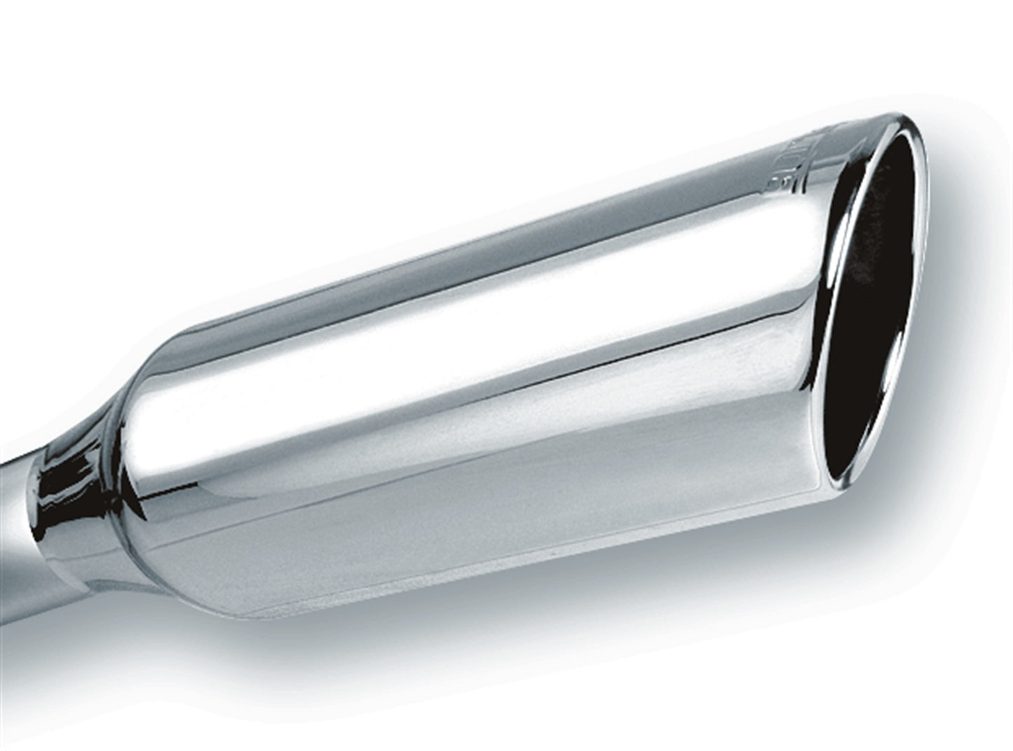 Borla 304 Stainless Steel 3" Inlet - 4" Single Round Rolled-Edge Angle-Cut Outlet - 12" Long Tip T-304 Stainless Steel Embossed With Borla(r) Logo. Weld | 20246
