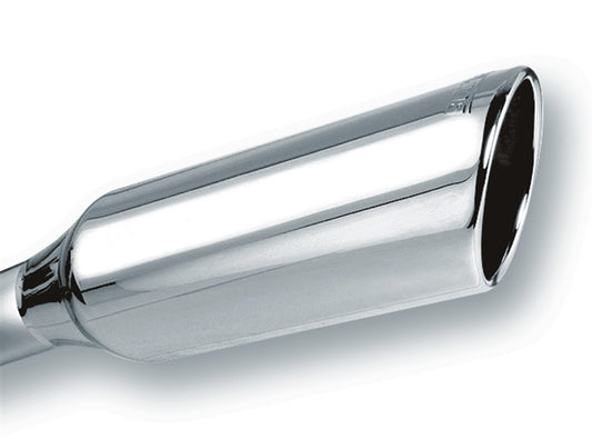 Borla 304 Stainless Steel 3" Inlet - 4" Single Round Rolled-Edge Angle-Cut Outlet - 12" Long Tip T-304 Stainless Steel Embossed With Borla(r) Logo. Weld | 20246