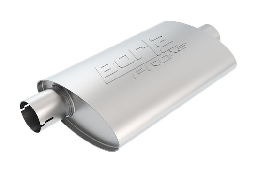Borla 3" Offset Inlet/ 3" Center Outlet, 4" x 9.5" Oval, 14" Long Body, 19" Overall Length. Universal Part. Reversible | 400482