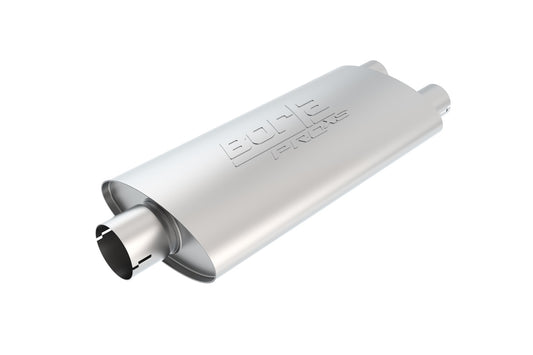 Borla 3" Center Inlet/ 2.25" Dual Outlet, 4" x 9.5" Oval, 19" Long Body, 24" Overall Length. Universal Part. Reversible | 400486