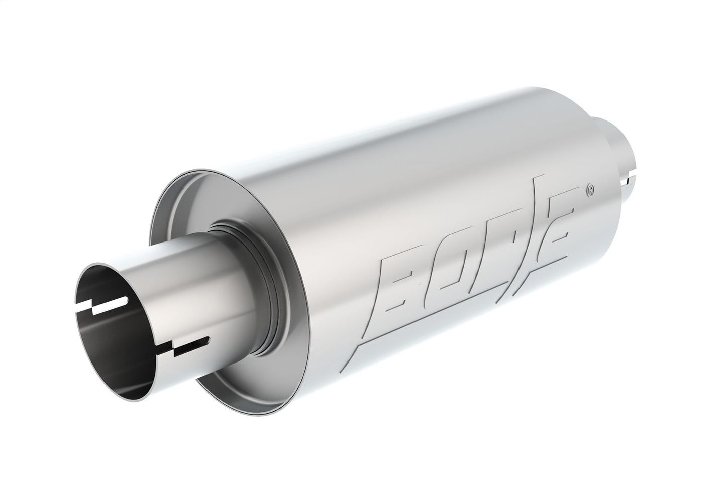 Borla 2.5" Center Inlet/ 2.5" Center Outlet 5" Round x 10" Long Body 15" Overall Length. Universal Part. Reversible | 400497