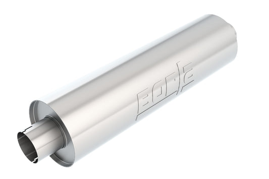 Borla 3" Center Inlet/ 3" Center Outlet 6.75" Round x 24" Long Body 29" Overall Length. Universal Part. Reversible | 400500