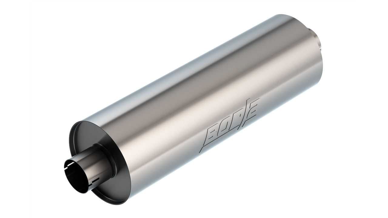 Borla 3" Center Inlet/ 3" Center Outlet 7.75" Round 24" Long Body 29" Overall Length. Universal Part. Reversible | 401662