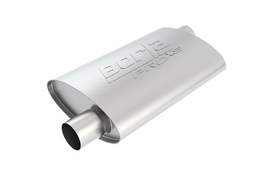 Borla 3" Offset Inlet/ 3" Offset Outlet, 4" x 9.5" Oval, 14" Long Body, 19" Overall Length. Universal | 40353
