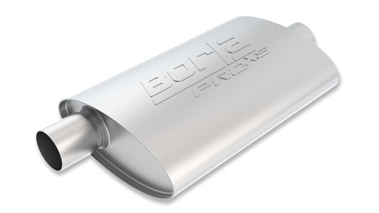 Borla 2.25" Offset Inlet/ 2.25" Center Outlet, 4" x 9.5" Oval, 14" Long Body, 19" Overall Length. Universal | 40357
