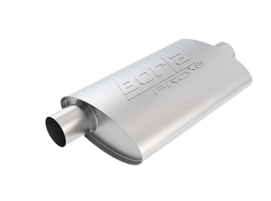Borla 2.5" Offset Inlet/ 2.5" Center Outlet, 4" x 9.5" Oval, 14" Long Body, 19" Overall Length. Universal | 40358