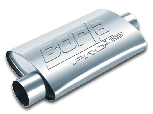 Borla 3" Offset Inlet/ 3" Center Outlet, 4" x 9.5" Oval, 14" Long Body, 19" Overall Length. Universal | 40359