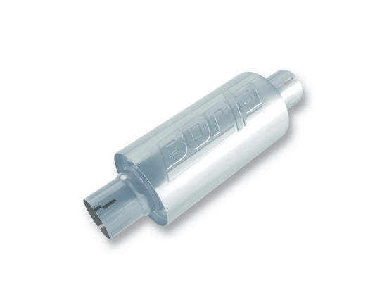 Borla 2.5" Center Inlet/ 2.5" Center Outlet 5" Round x 10" Long Body 15" Overall Length. Universal | 40842S
