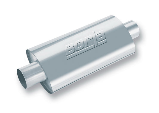 Borla 1 Sportsman Racing Muffler - 4" Center Inlet/ 4" Center Outlet 4.25" x 7.88" Oval x 16" Long Body 21" Overall Length. Universal | 40948