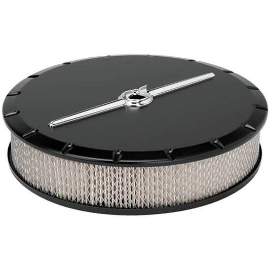 Billet Specialties Black Powder Coat / Polished 14in Air Cleaner Strmlne Black | 15824