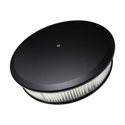 Billet Specialties Black Powder Coat Air Cleaner 14in Round Plain Black | BLK15829