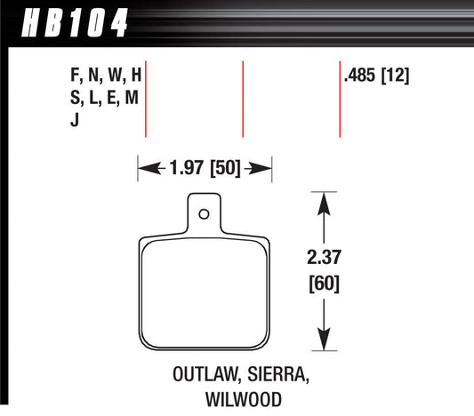 Hawk Brake Brake Pad Set-Race DR97 Wilwood Dynalite Single | HAWHB104J485