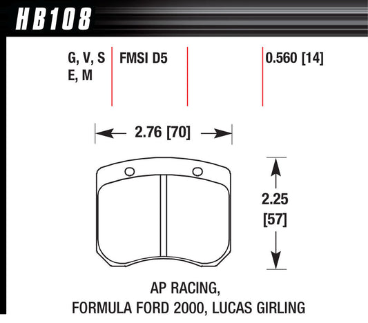 Hawk Brake BRAKE PAD AP RACING FRONT CALIPER BLUE 9012 | HAWHB108E560