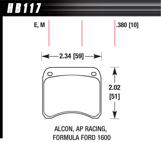 Hawk Brake BRAKE PAD AP RACING REAR CALIPER BLUE 9012 | HAWHB117E380