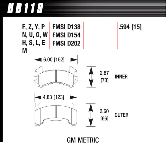 Hawk Brake Metric GM HT-10  | HAWHB119S594