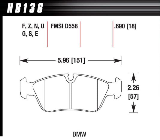 Hawk Brake Brake Pads DTC-60 BMW Front | HAWHB136G690