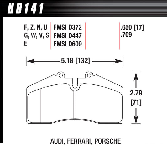 Hawk Brake Brake PAds DTC-70 Audi Ferrari Porsche | HAWHB141U650