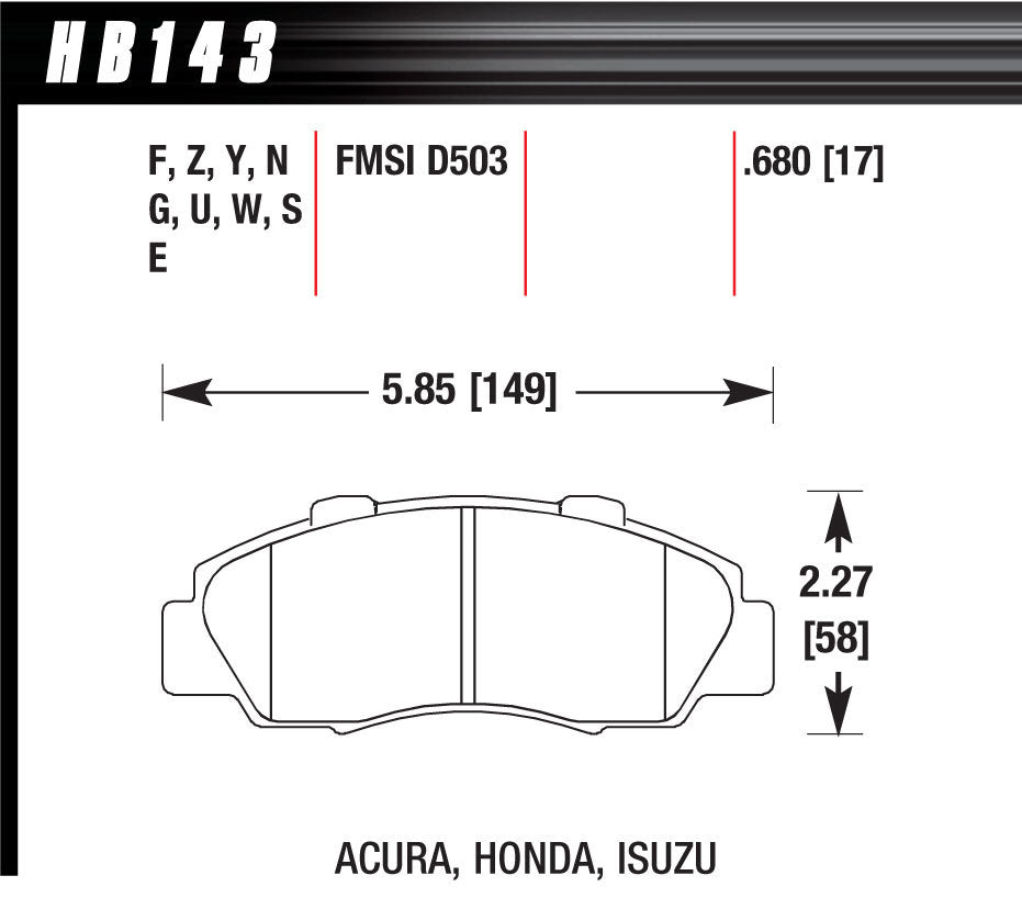 Hawk Brake Performance Street Brake Pads (4) | HAWHB143F680