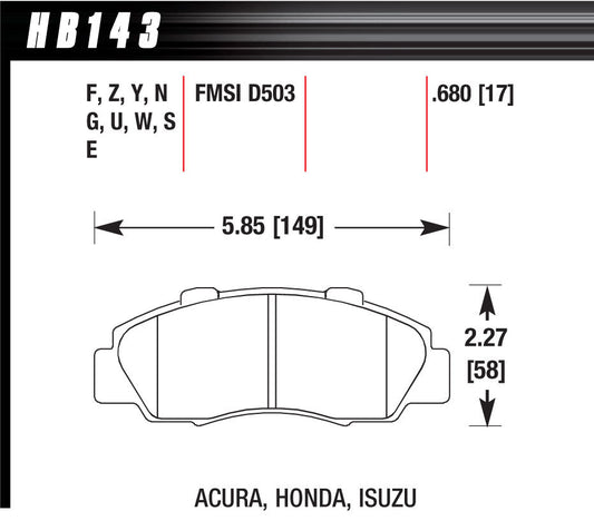 Hawk Brake Performance Street Brake Pads (4) | HAWHB143F680
