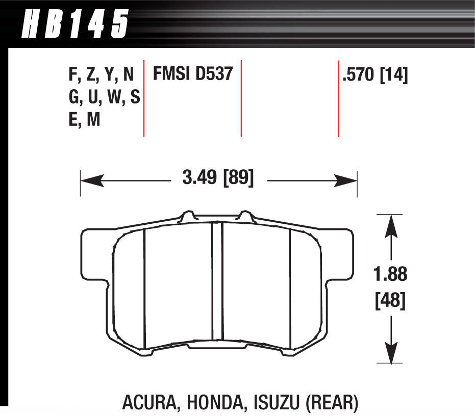 Hawk Brake Street Brake Pads Rear Honda HP Plus | HAWHB145N570
