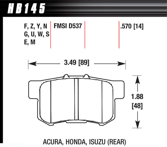 Hawk Brake Street Brake Pads Rear Honda HP Plus | HAWHB145N570