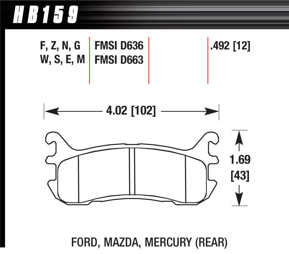 Hawk Brake Street Brake Pads Rear Miata Blue | HAWHB159E492